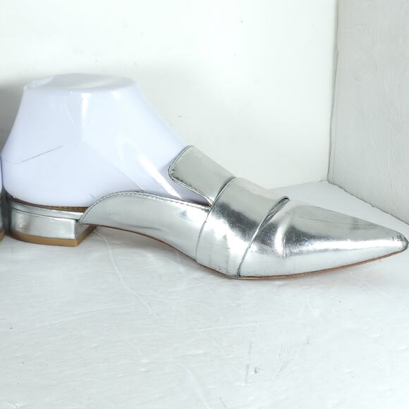 Tory Burch Women's Rosalind 20MM US9M Silver Leather Pointed Toe Flat Mule Shoe - Picture 5 of 16